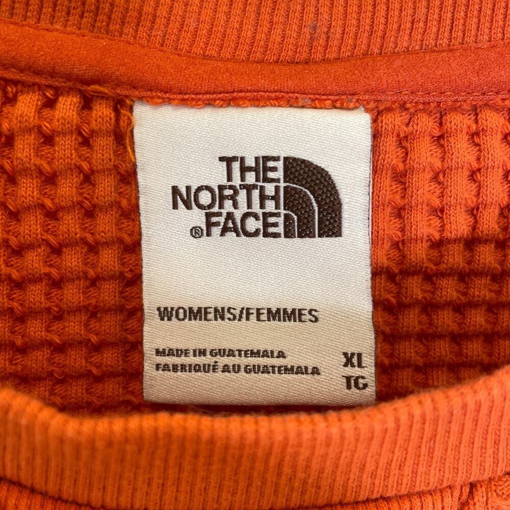 The North Face Thermal Waffle Knit Base Layer Tee Orange 100% Cotton Gorpcore XL - Picture 3 of 6